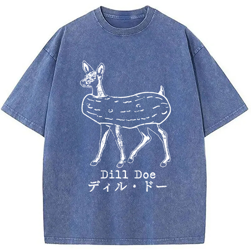 Modecanvas Cucumber Deer Washed T-Shirt-modecanvas