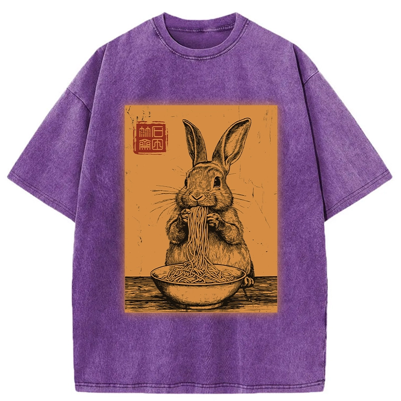 Modecanvas Ramen Lover Rabbit Washed T-Shirt