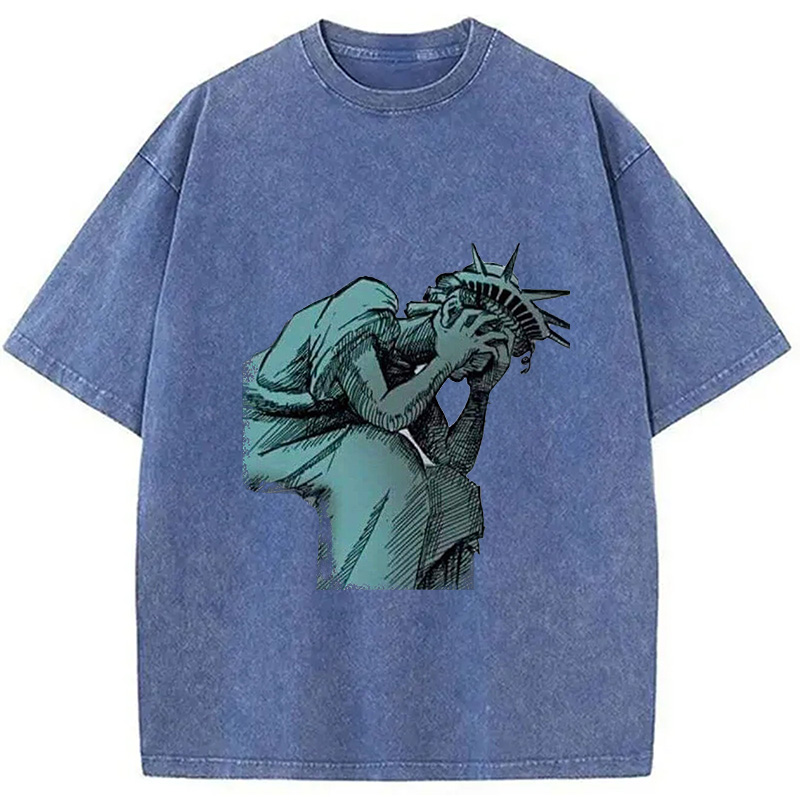 Modecanvas Lady Liberty Flaming Fist Washed T-Shirt