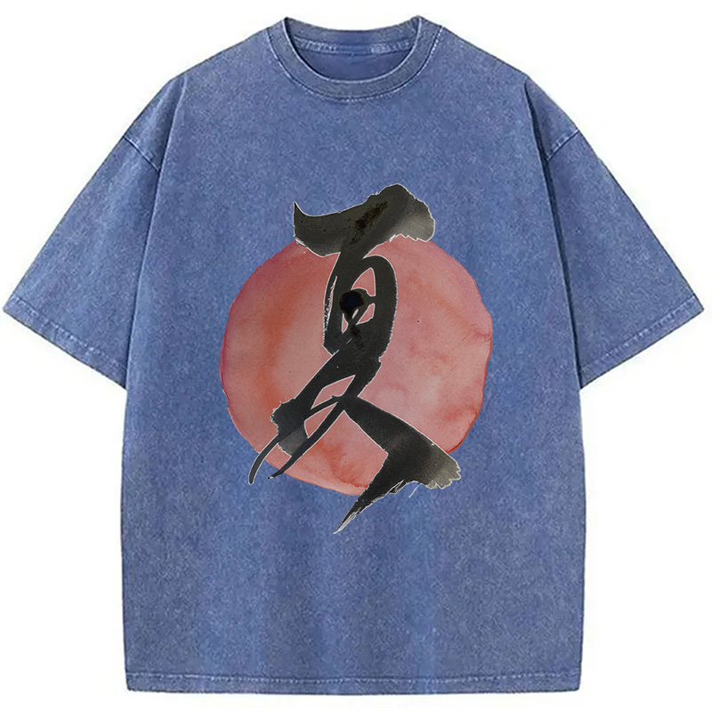 Modecanvas Minimalist Summer Kanji Washed T-Shirt
