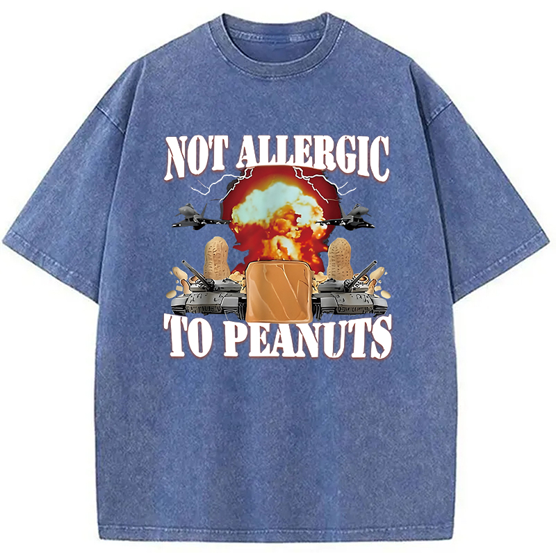 Modecanvas Not Allergic To Peanut Cursed Peanut Butter Washed T-Shirt
