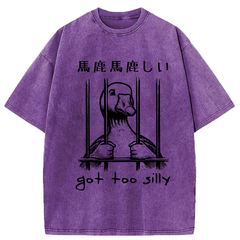 Modecanvas Got Too Silly Washed T-Shirt-modecanvas