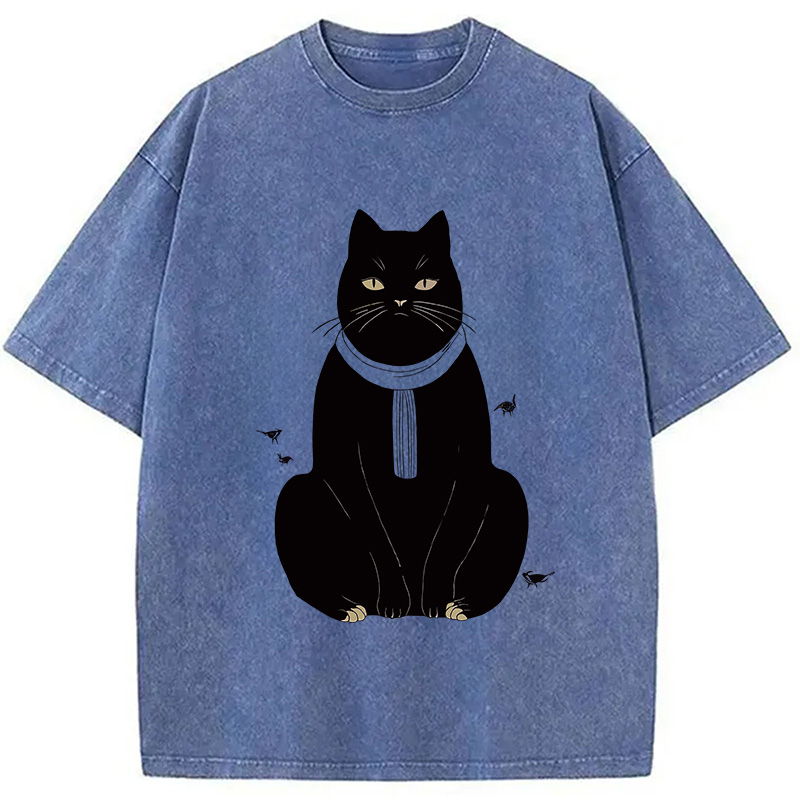 Modecanvas Japanese Cat With Scarf Washed T-Shirt