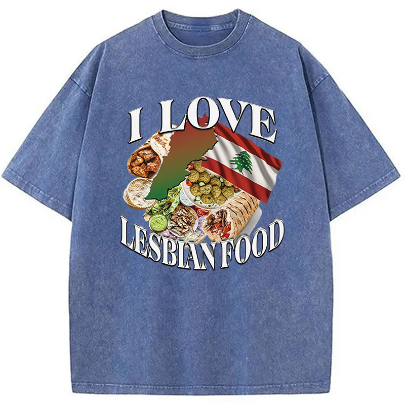 Modecanvas I Love Lesbian Food Washed T-Shirt