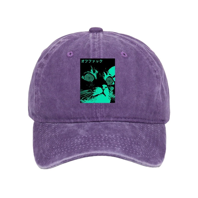 Modecanvas Cool Cat Japanese Washed Cap-modecanvas