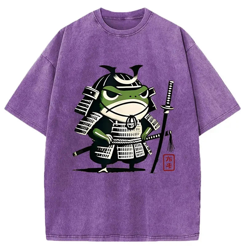 Modecanvas Frog Samurai Japan Washed T-Shirt