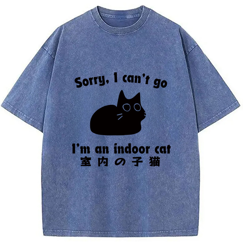 Modecanvas Indoor Kitten Washed T-Shirt-modecanvas