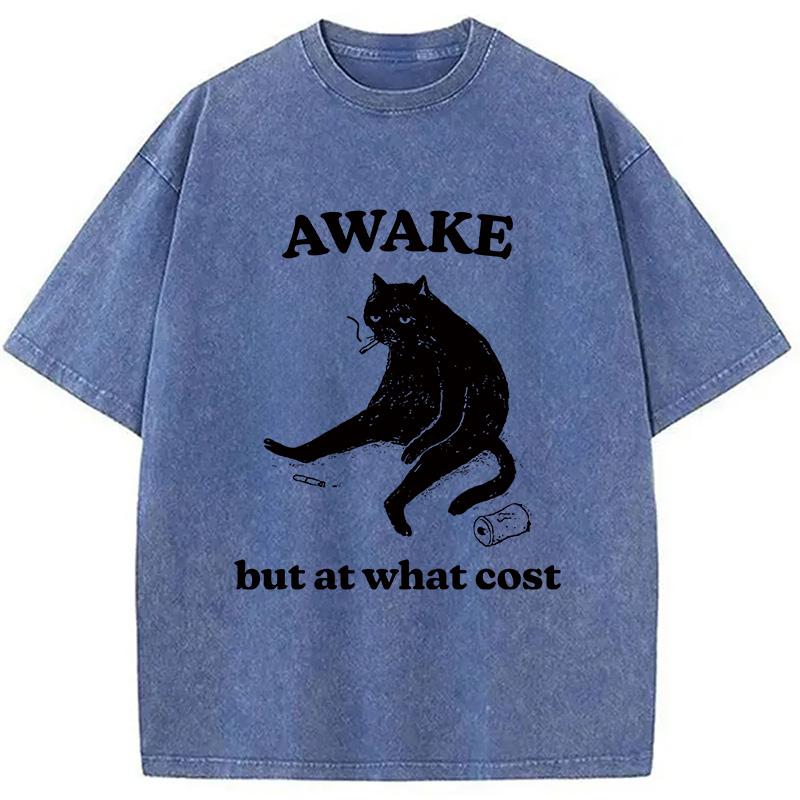 Modecanvas Decadent Smoking Cat Washed T-Shirt-modecanvas