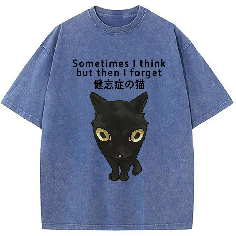Modecanvas Amnesiac Cat Washed T-Shirt-modecanvas