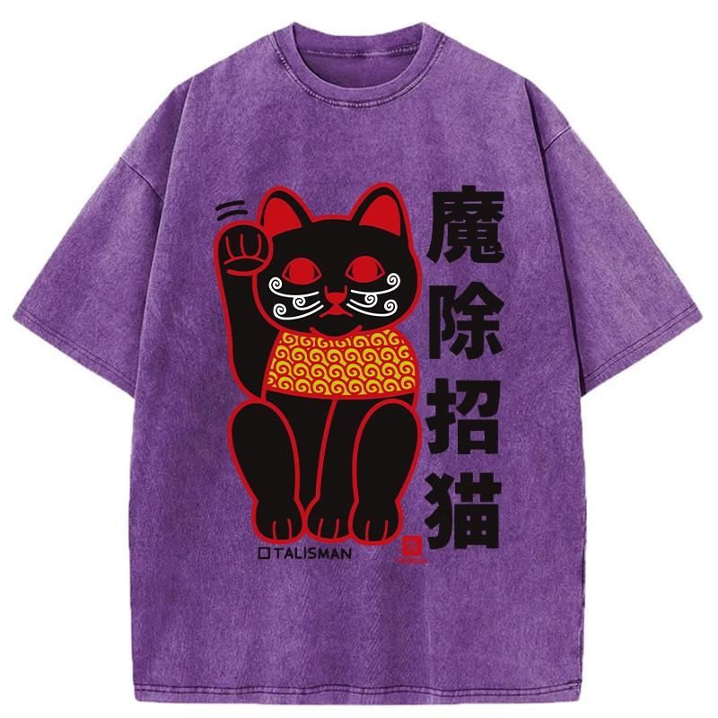 Modecanvas Magic Lucky Cat Washed T-Shirt