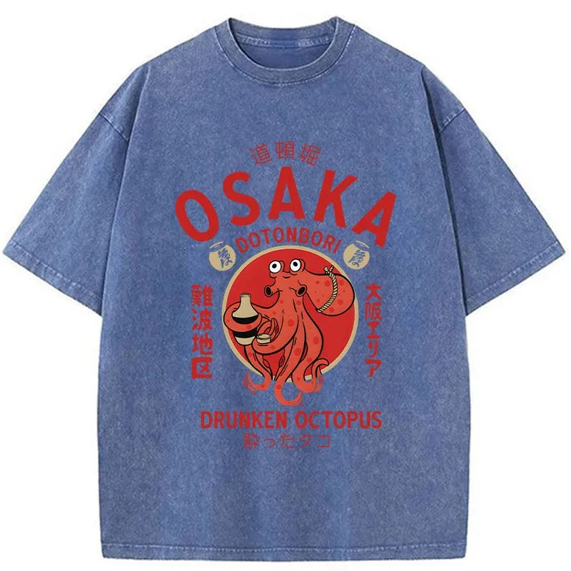 Modecanvas Drunken Octopus Japan Washed T-Shirt-modecanvas