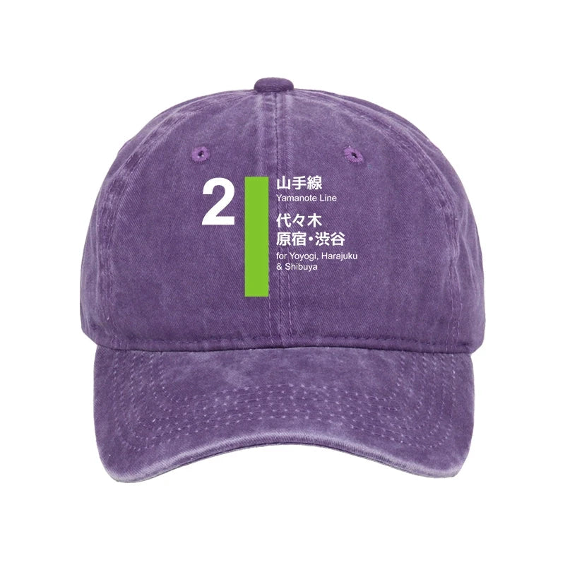 Modecanvas Yamanote Line Shibuya And Harajuku Washed Cap-modecanvas
