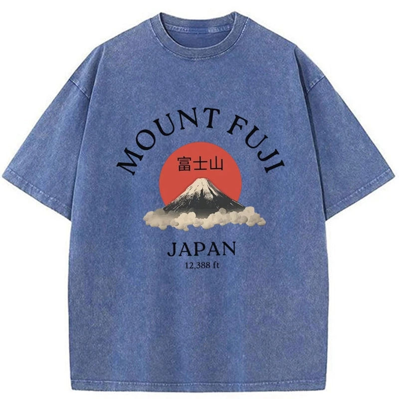 Modecanvas Japan Mount Fuji Sun Unisex Washed T-Shirt