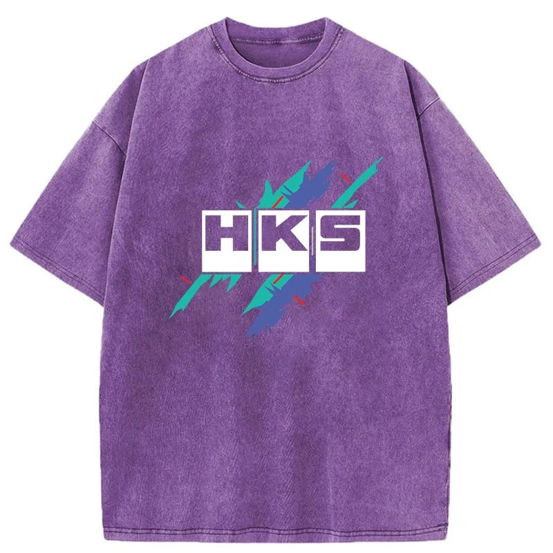 Modecanvas HKS Drifting Drag JDM Washed T-Shirt-modecanvas