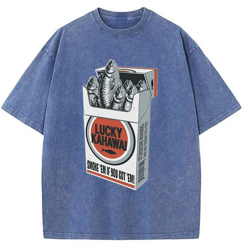 Modecanvas Japanese Lucky Kahawai Washed T-Shirt-modecanvas