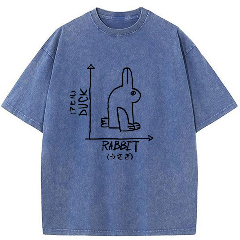 Modecanvas A Rabbit And A Duck Washed T-Shirt