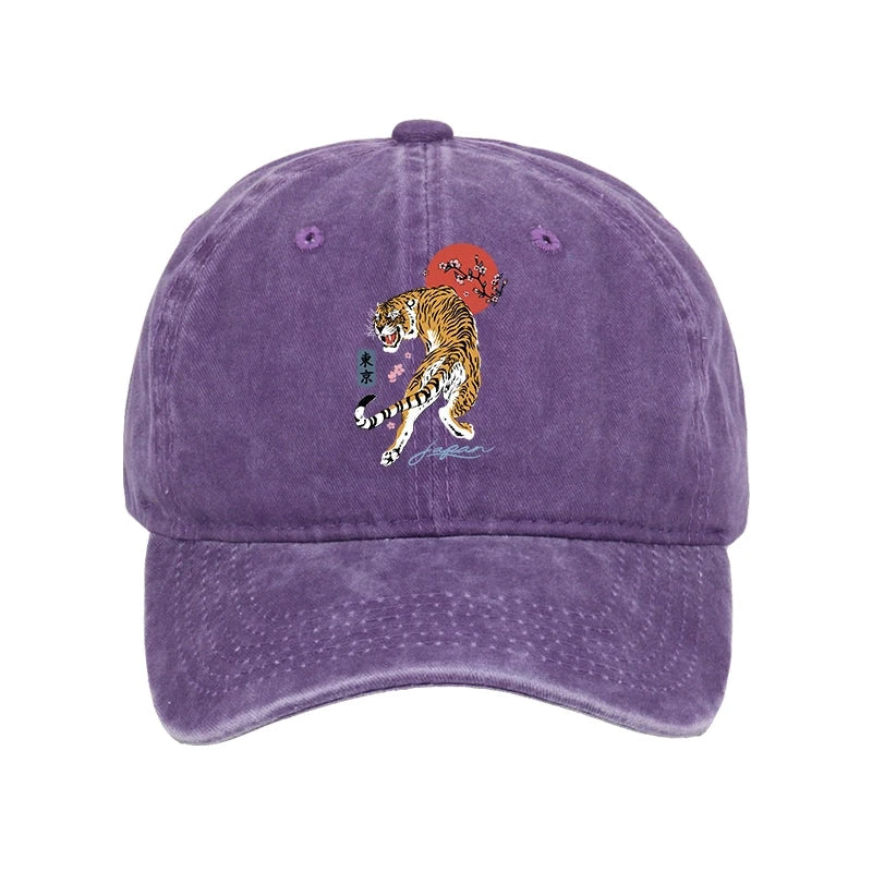 Modecanvas Tiger Blossom Japanese Sakura Washed Cap-modecanvas
