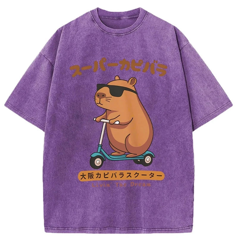 Modecanvas Osaka Capybara Scooter Washed T-Shirt
