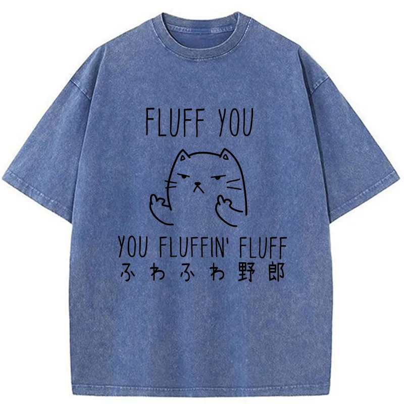 Modecanvas Fluff You Cat Washed T-Shirt