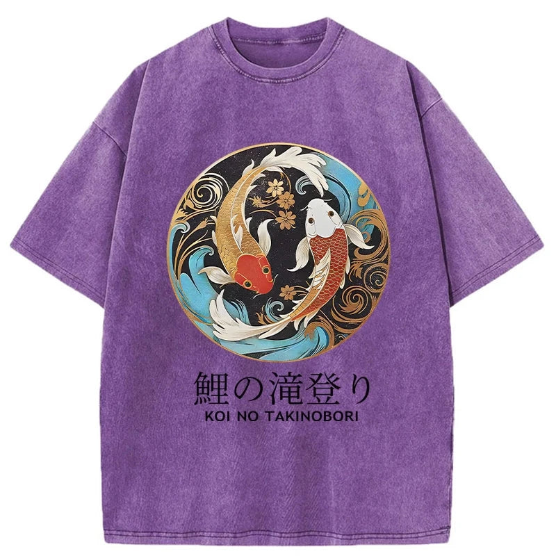 Modecanvas Two Koi Carps Washed T-Shirt