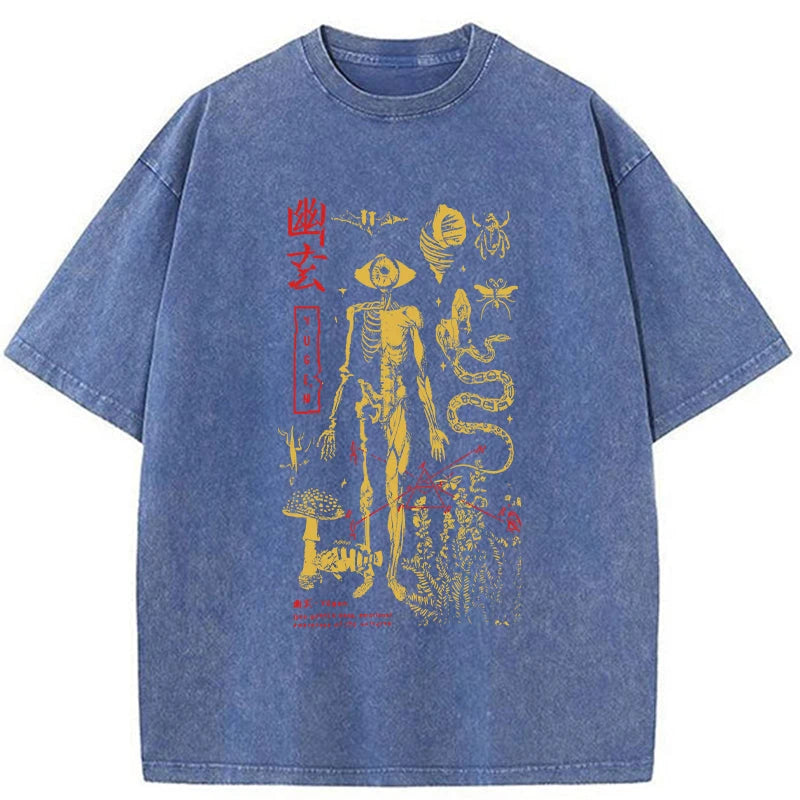 Modecanvas Spooky Ghost Japanese Washed T-Shirt-modecanvas