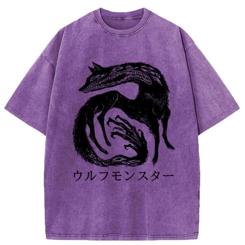 Modecanvas Wolf Monster Washed T-Shirt