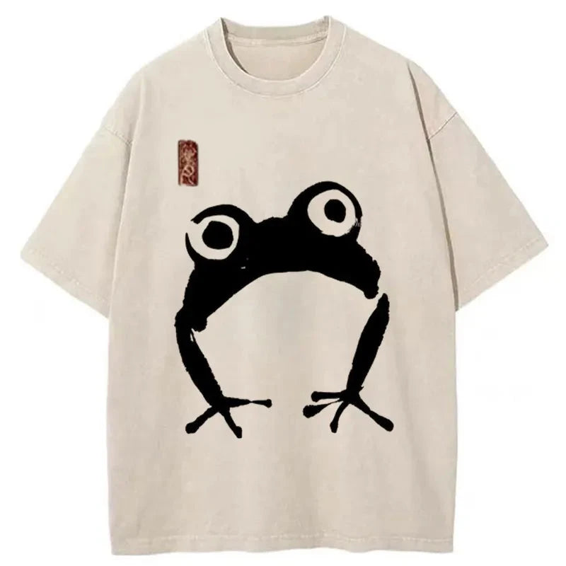 Modecanvas Japanese Woodblock Print Frog Washed T-Shirt