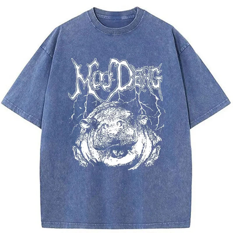 Modecanvas Moo Deng Washed T-Shirt-modecanvas