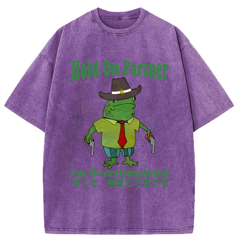 Modecanvas Wait I'm Too Excited Washed T-Shirt