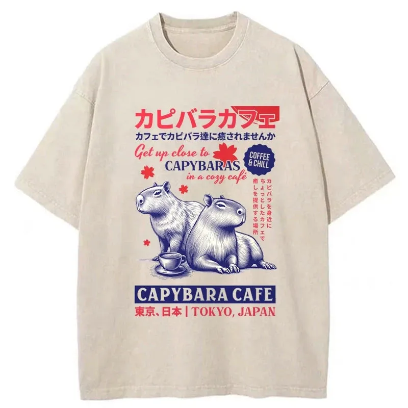 Modecanvas Tokyo Japan Capybara Cafe Washed T-Shirt