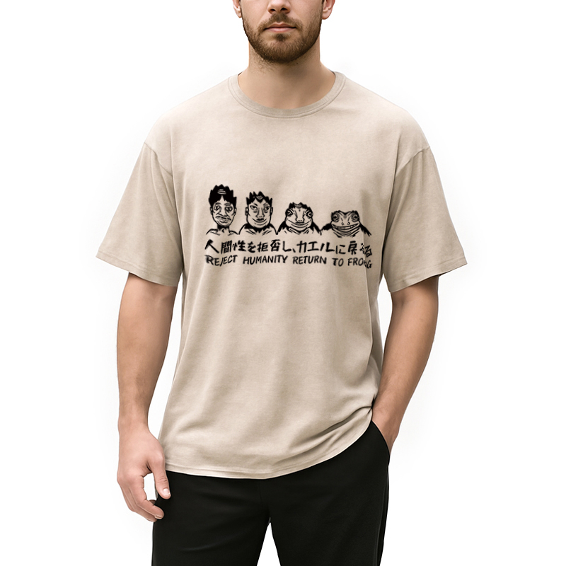 Modecanvas Reject Humanity Return To Frog Washed T-Shirt
