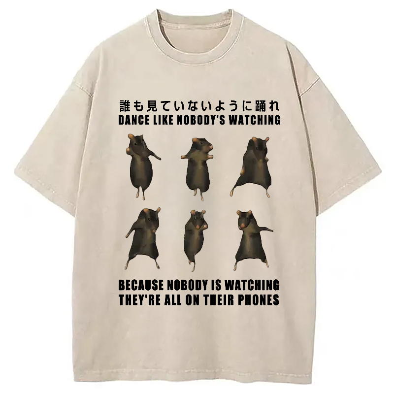 Modecanvas Mouse Entertaining Himself Washed T-Shirt