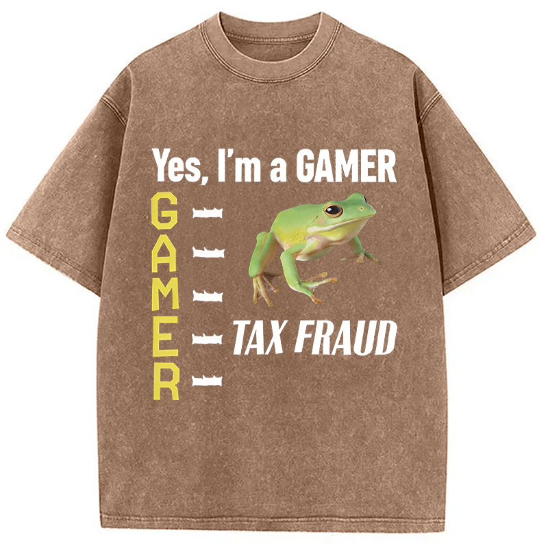 Modecanvas Frog Gamer Meme Washed T-Shirt