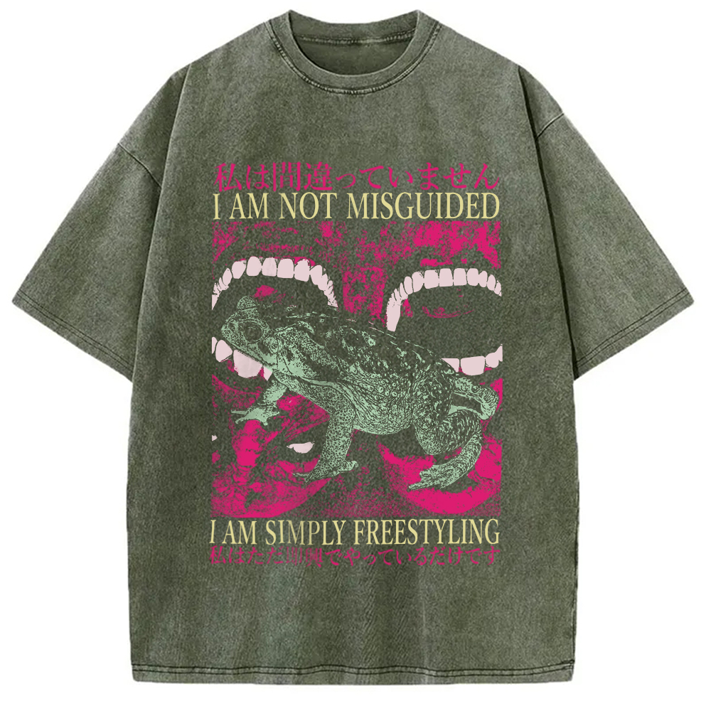 Modecanvas I Am Not Misguided Vintage Japanese Frog  Washed T-Shirt