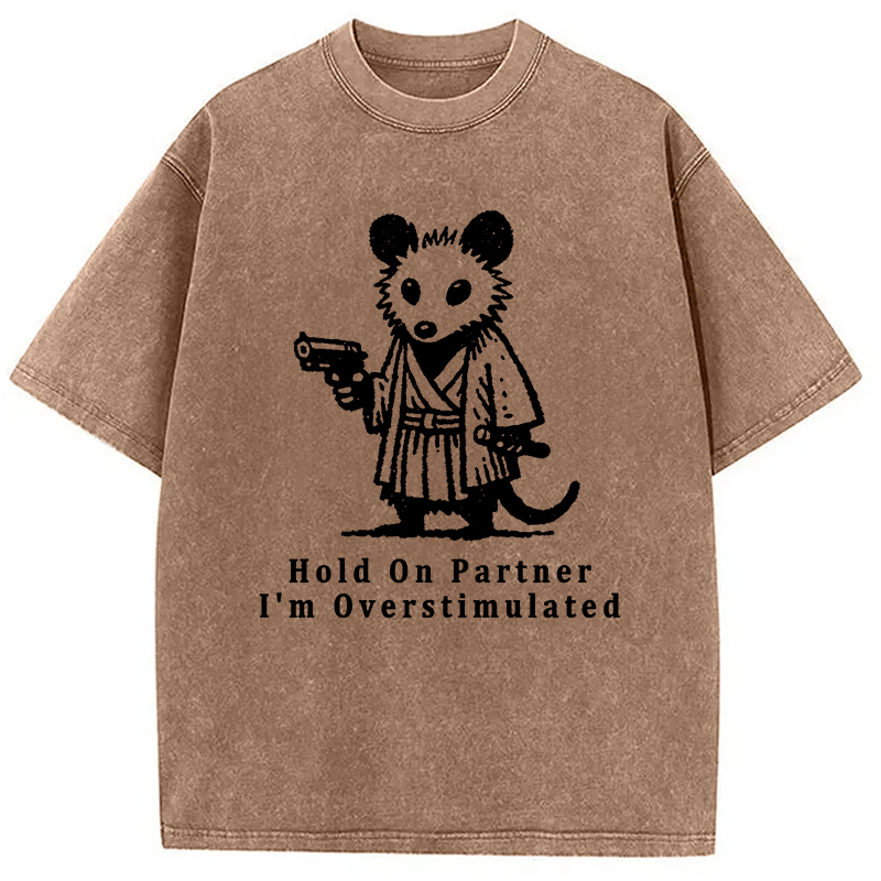Modecanvas Funny Possum Samurai Washed T-Shirt