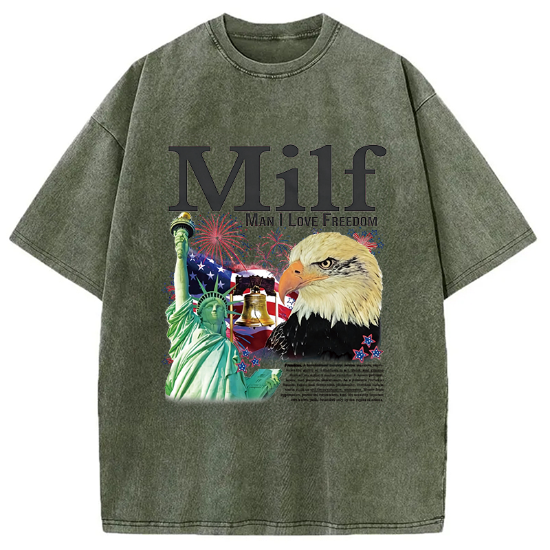 Modecanvas Man I Love Freedom DTG Printing Washed T-Shirt
