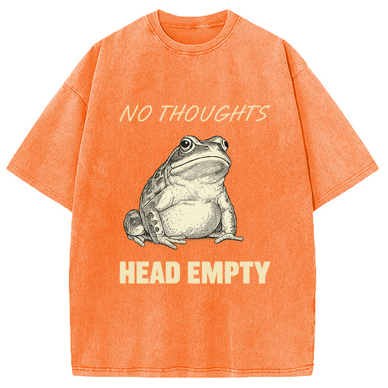 Modecanvas No Thoughts Frog Washed T-Shirt