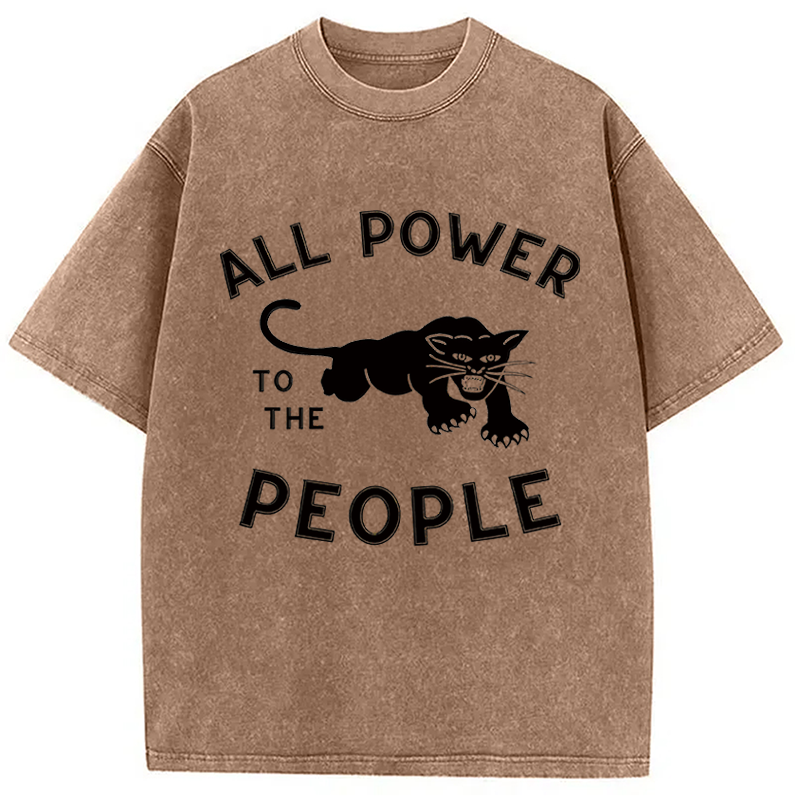 Modecanvas All Power to the People DTG Printing Washed T-Shirt-modecanvas