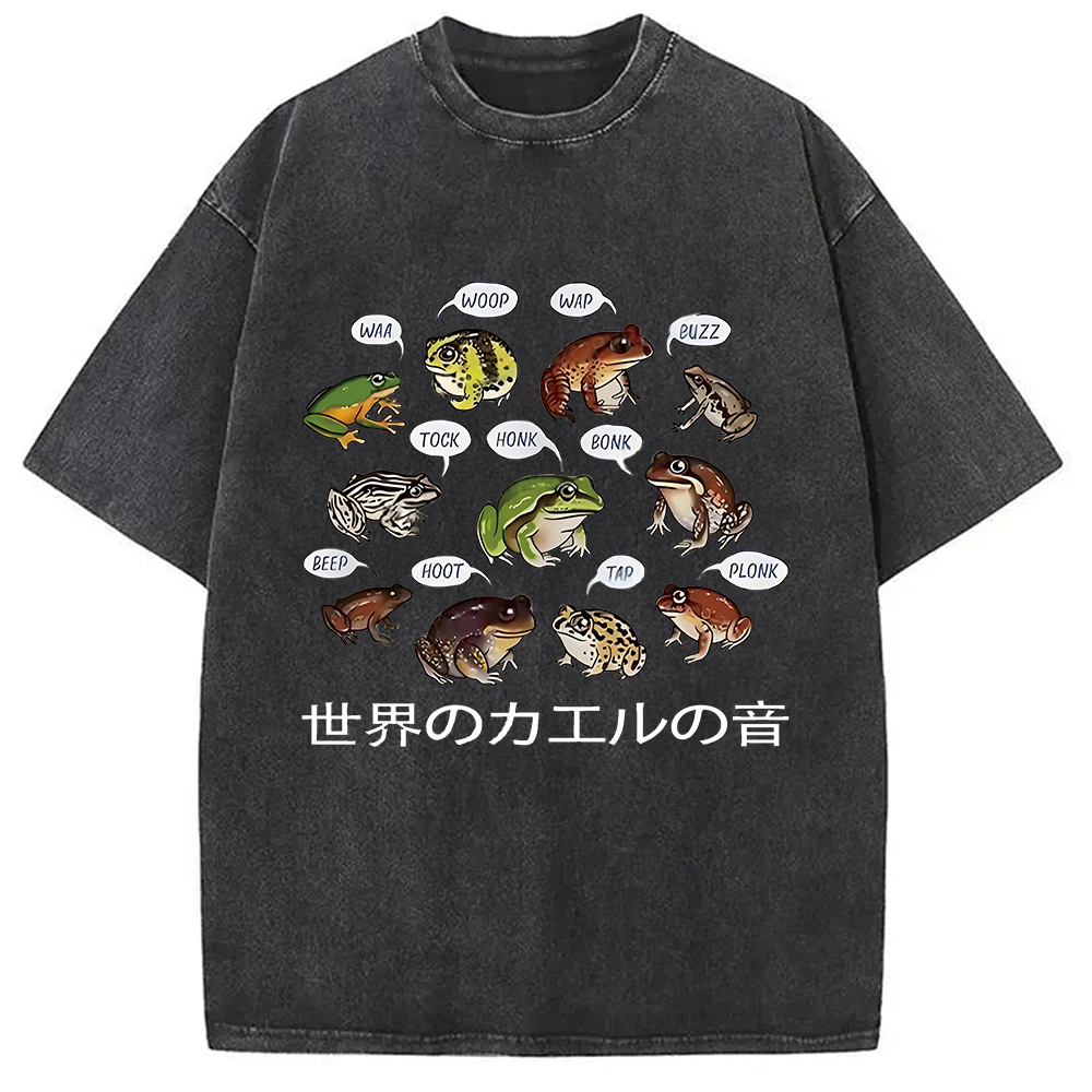 Modecanvas Frog Sounds From Around The World Washed T-Shirt