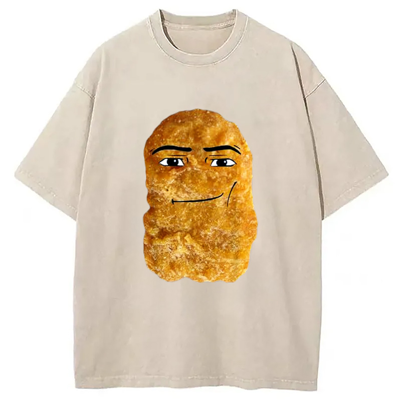 Modecanvas Chicken Nugget Meme Washed T-Shirt