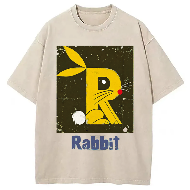 Modecanvas R is For Rabbit DTG Printing Washed T-Shirt