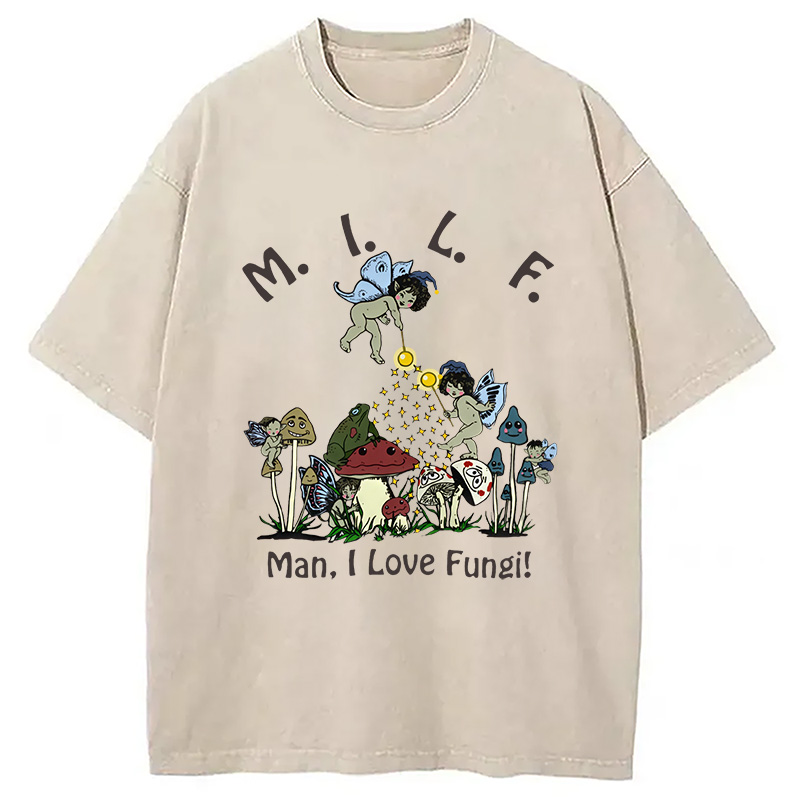 Modecanvas Man I Love Fungi Washed T-Shirt