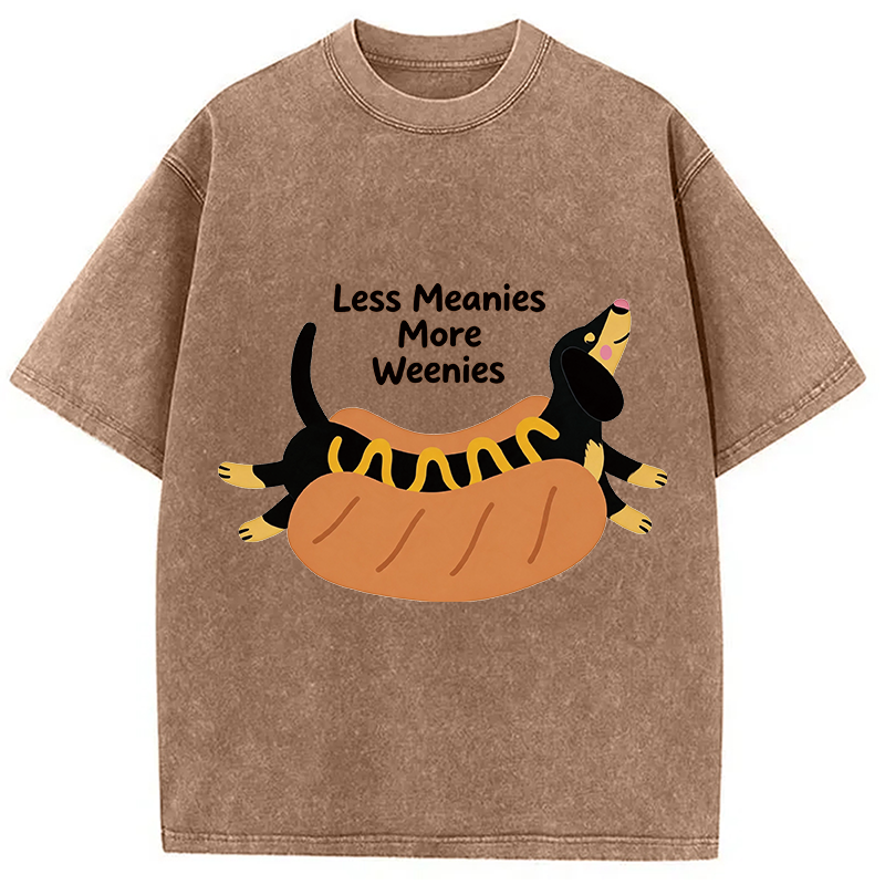 Modecanvas Positive Vibes Only With The Weenie Dog DTG Printing Washed T-Shirt