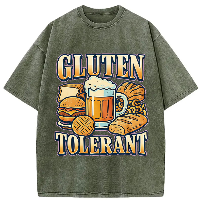 Modecanvas Gluten Tolerant Funny Food Humor DTG Printing Washed T-Shirt