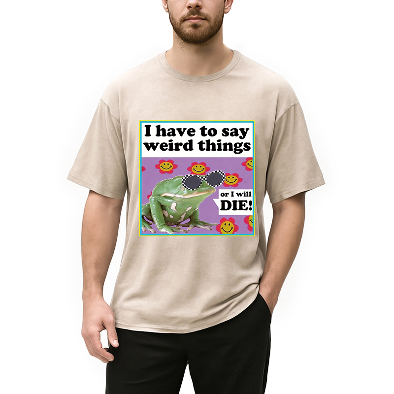 Modecanvas I have to say weird things DTG Printing Washed T-Shirt