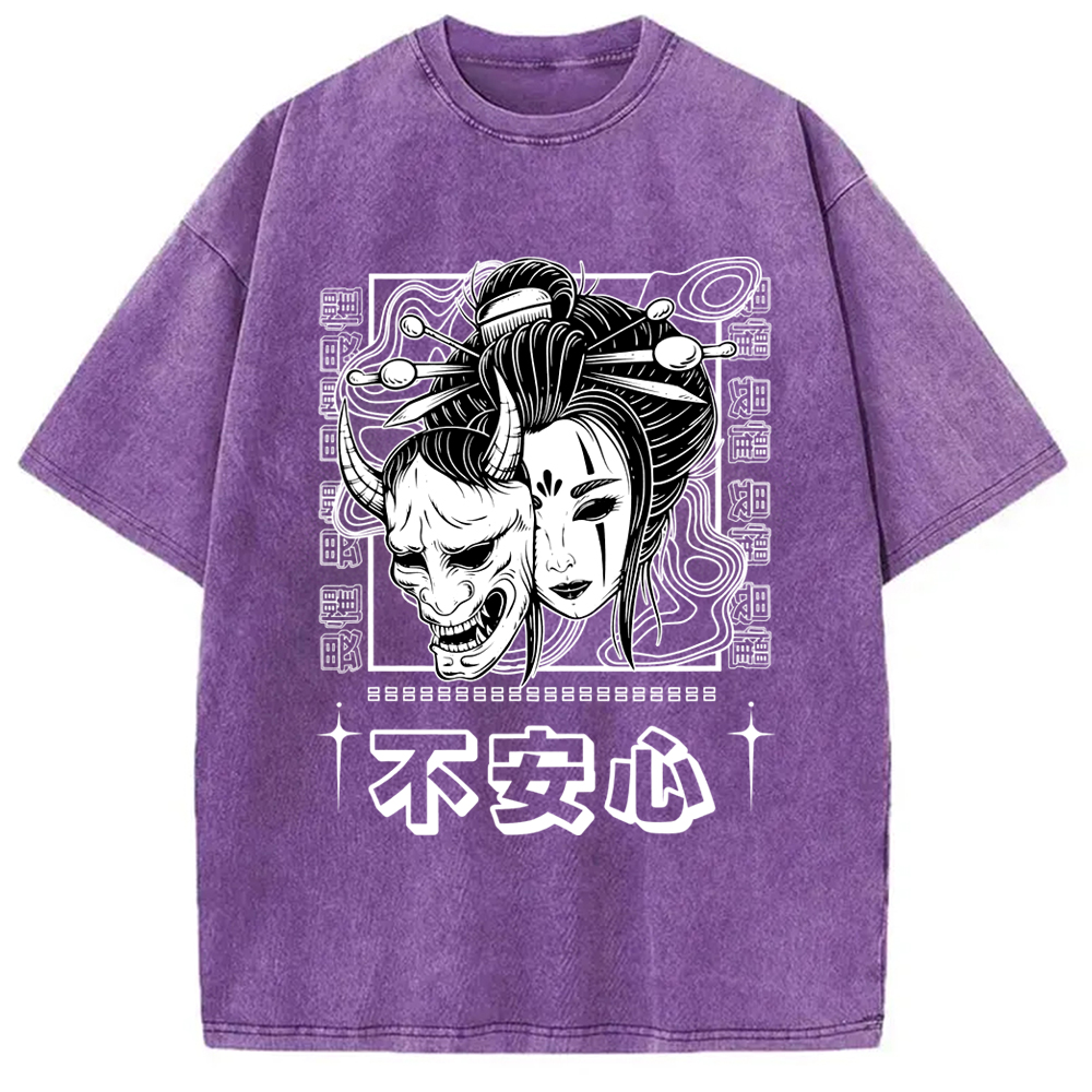 Modecanvas Japanese Skull And Women Washed T-Shirt