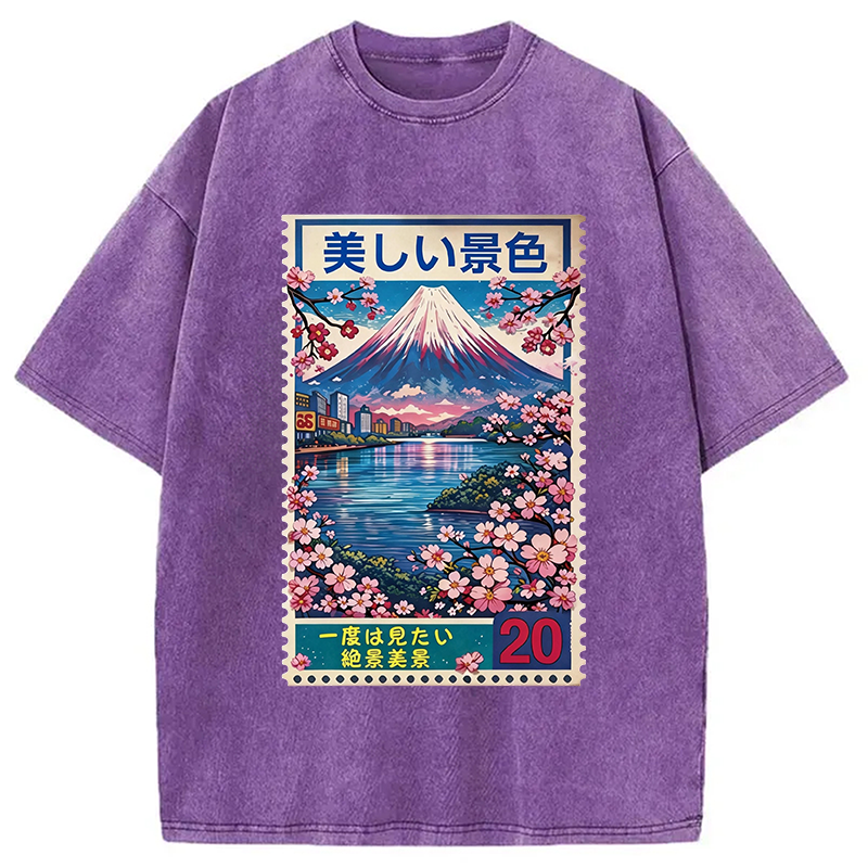 Modecanvas Springtime Scenery DTG Printing Washed T-Shirt