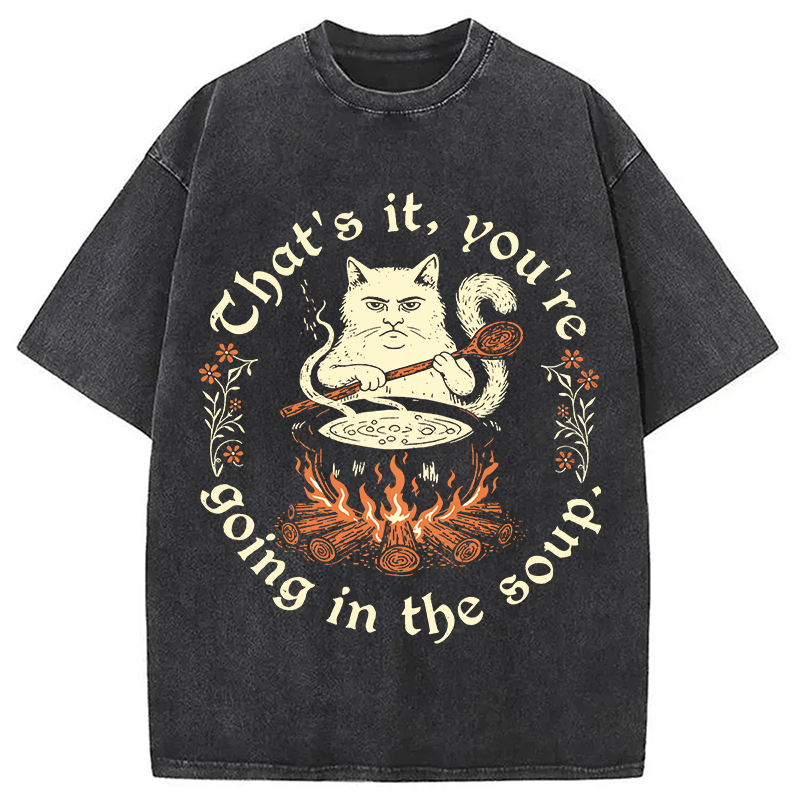 Modecanvas Weird Medieval Cat DTG Printing Washed T-Shirt