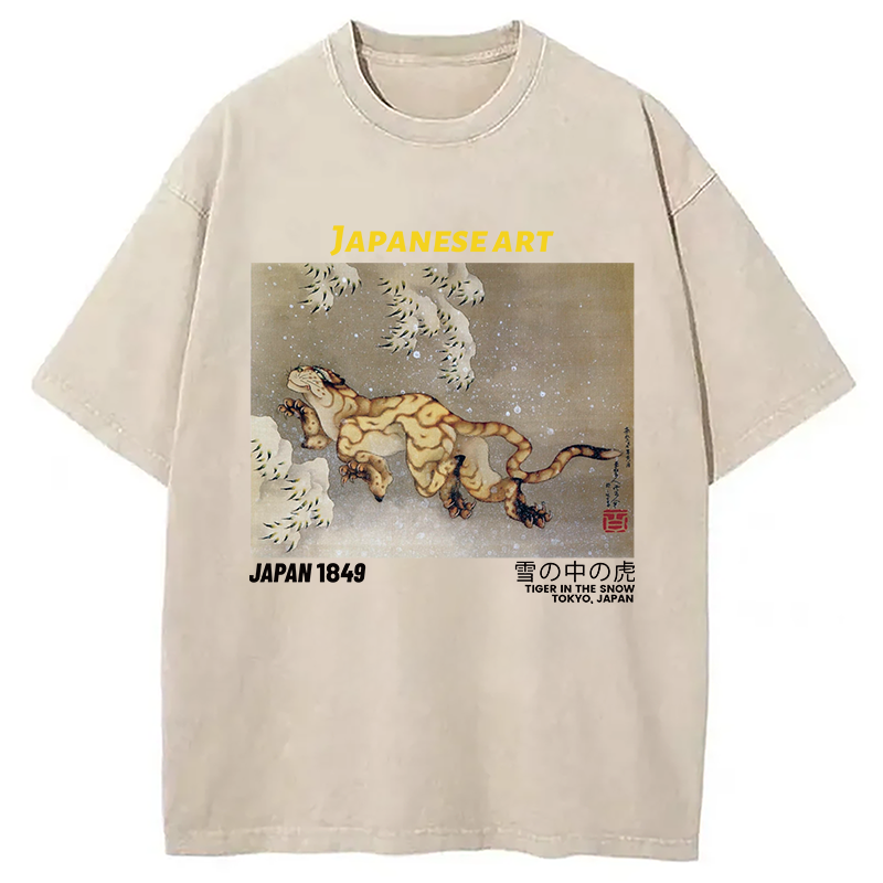 Modecanvas Tiger in the Snow Washed T-Shirt