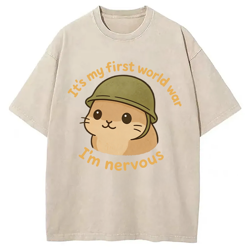 Modecanvas Nervous Hamster Meme DTG Printing Washed T-Shirt